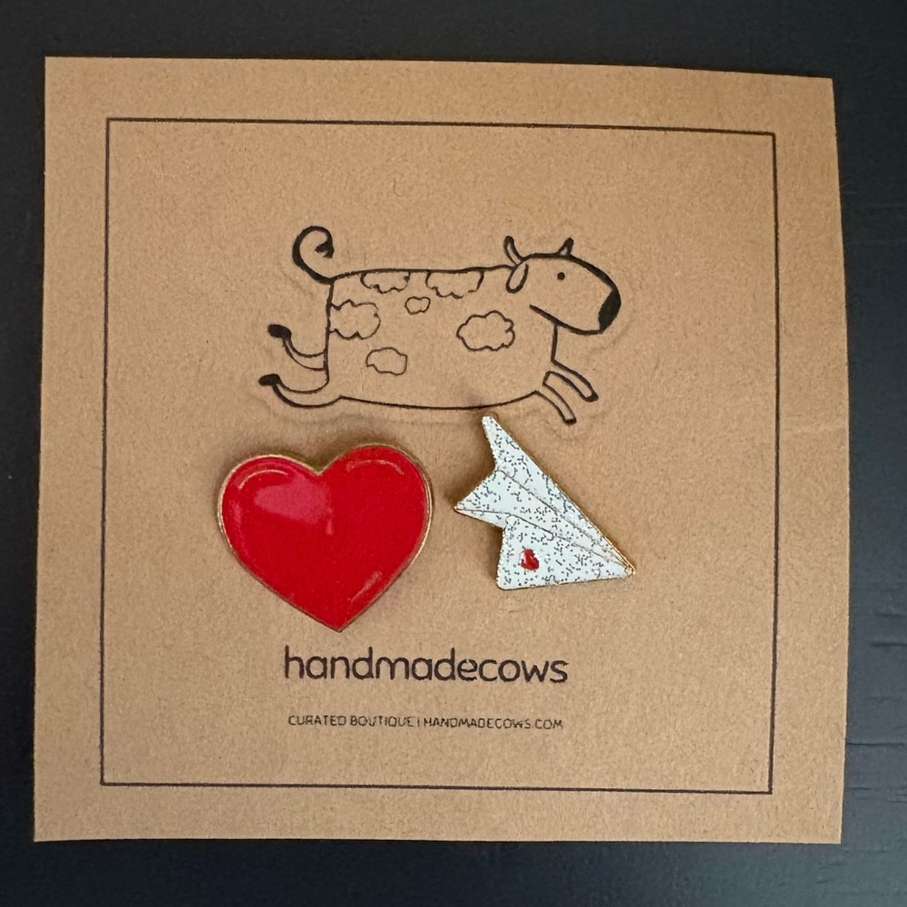 Enamel Pins:  Heart and Plane